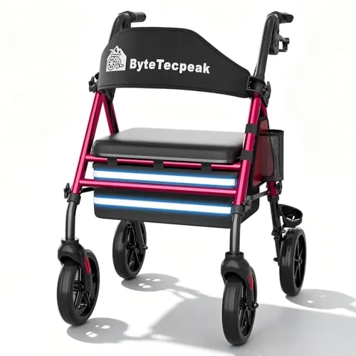 ByteTecpeak R4 Andador Plegable de 4 Ruedas con Asiento
