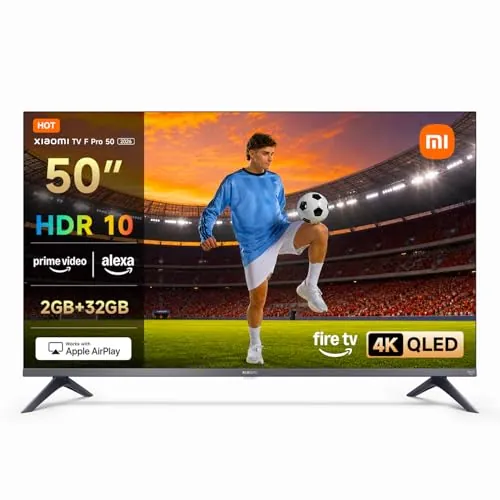 XIAOMI TV F Pro 43, 43 Pulgadas (101 cm), 4K UHD QLED, Smart TV, Fire OS8, Control por Voz Alexa, HDR10+, MEMC, 2GB+32GB, Compatible con Apple AirPlay