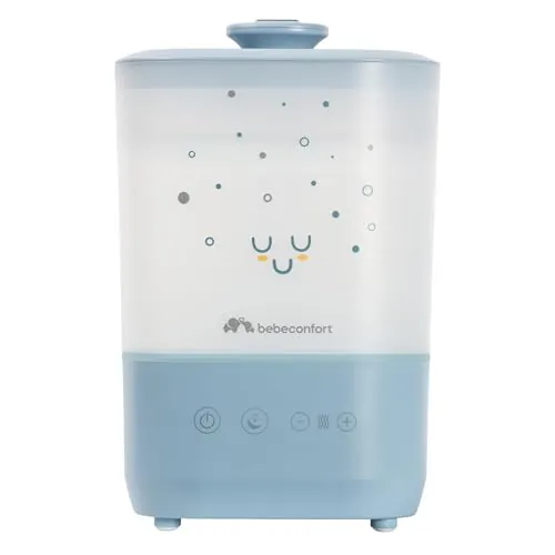 Bebeconfort Humidificador de Aire Cool-Mist, Luz de Noche para Bebé con 7 Colores, Tecnología Ultrasónica (hasta 48 h), Depósito de Fácil Llenado de 2,1 L, Autoapagado, Cepillo de Limpieza, Blue