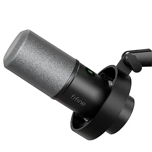 FIFINE XLR Studio Micrófono Dinámico de Podcast, RGB Gaming Micrófono USB per Ordenador PS4 PS5, para Podcast Estudio Streaming Podcasting Grabación