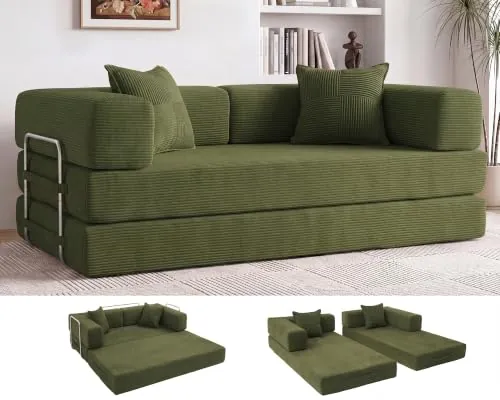 Vipbear Sofá Cama 3 Plazas, 200cm Modular Versátil Sofá Convertible 5 en 1