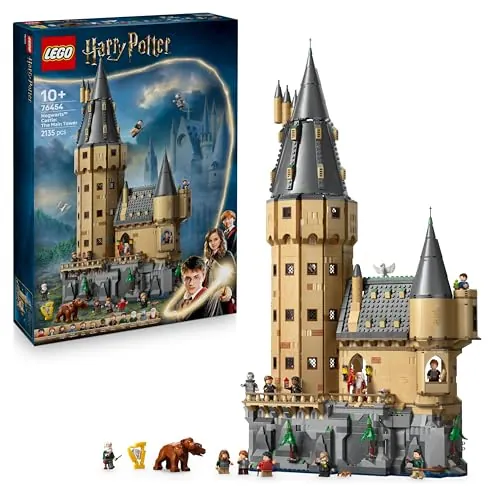 LEGO Harry Potter Castillo de Hogwarts: Torre Central - Castillo de Juguete con Cuarto de Llaves Voladoras y Ajedrez Mágico - 12 Minifiguras - Regalo para Niñas y Niños de 10+ Años 76454