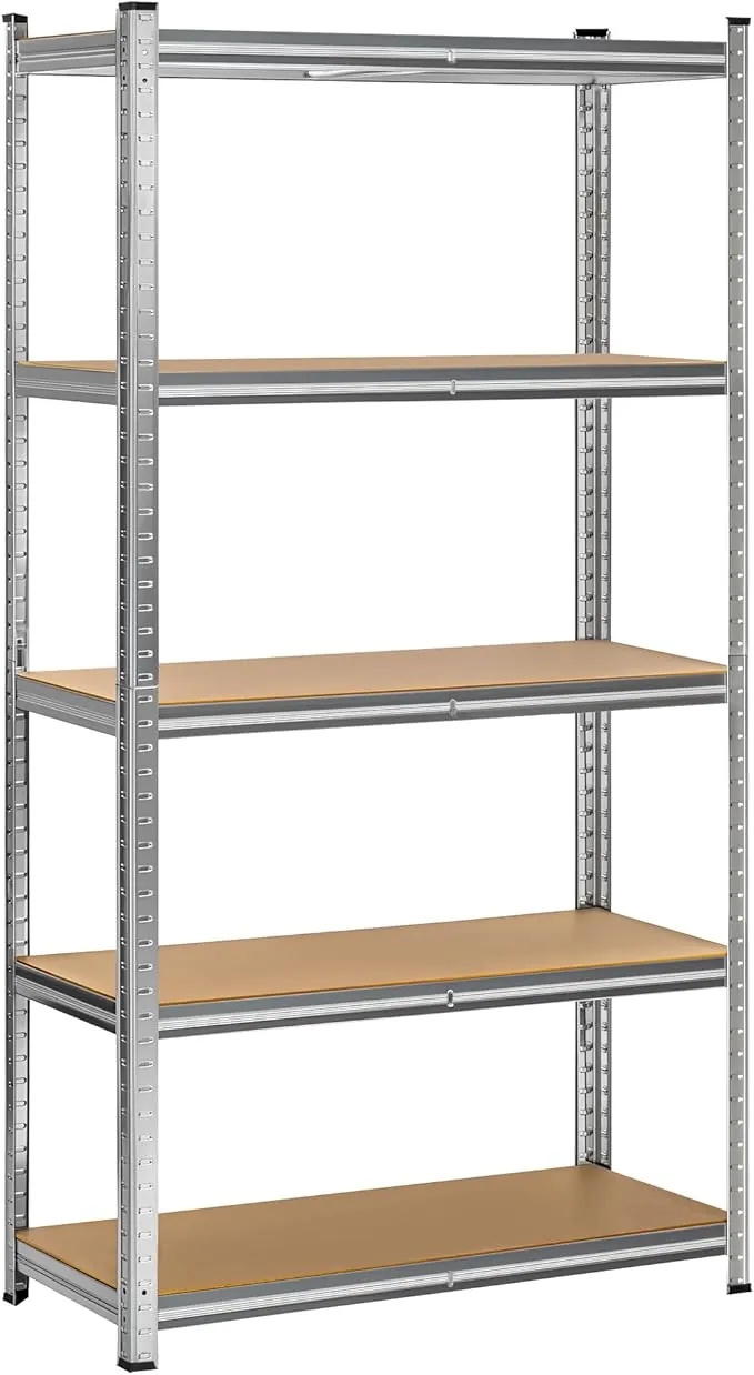 T-LoVendo Estantería Metálica Almacenaje de Acero Galvanizado + 5 Baldas MDF, 180 x 90 x 40cm, Modular, Baldas Ajustables, trastero, Garaje