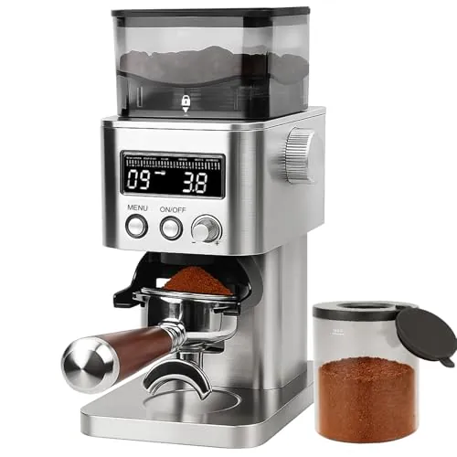 Homtone Molinillo de Café Eléctrico de Acero Inoxidable con Pantalla LCD