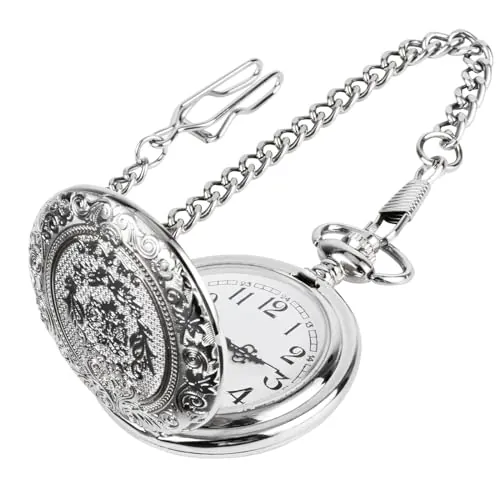 Xrten Reloj de Bolsillo de Cuarzo, Reloj de Bolsillo Vintage, Reloj Antiguo de Bolsillo con Cadena, para Hombres y Mujeres, Cumpleaños, Aniversario, Regalo del Día del Padre