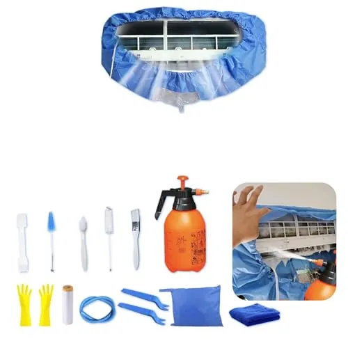 Kit de limpieza para aire acondicionado split ZSPLIT-MAIR, bolsa de limpieza para aire acondicionado split, kit de limpieza para aire acondicionado split（ 15pezzi, Azul rey）