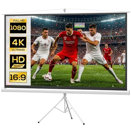 HOMCOM Pantalla de Proyector Manual Soporte 100 Pulgadas 221x124cm Blanco