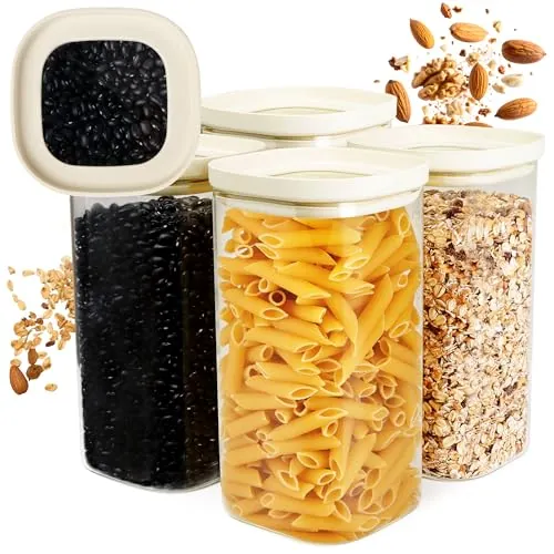 Dalena Home Tarros 4x1500ml con Tapa de Cristal, Apilable, Hermético