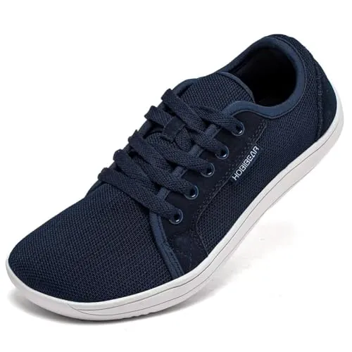 HOBIBEAR Unisex Calzado Descalzo Minimalistas Hombres Mujeres Zapatillas Ligeras Flexibles para Exterior Interio Ligeros (Azul Marino,EU 43)