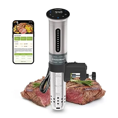 KitchenBoss Roner Sous Vide Wi-Fi: 1100W LED termostato de inmersión roner cocina baja temperatura ajuste de temperatura preciso temporizador para cocinar cocción de precisión para nutrición