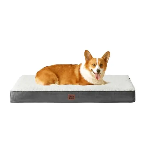 EHEYCIGA Cama Perros Grande Ortopédica, 89x58x9cm Colchon Perro con Espuma De Caja De Huevos, Colchoneta Perro Lavable, Dog Bed, Beige