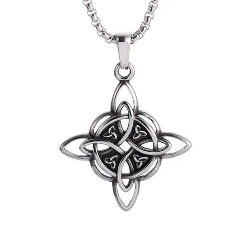 Collar vintage con nudo de bruja wiccano irlandés celta para hombres y mujeres, joyería sobrenatural de amuleto, Talla única, Metal, No es una piedra preciosa