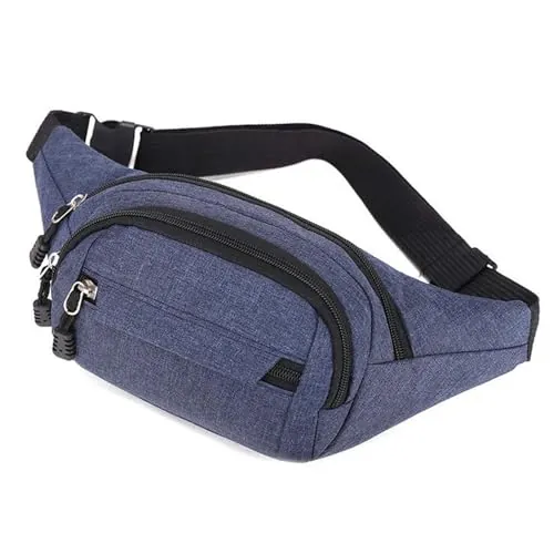 Riñonera Mujer Hombre con 4 Bolsillos con Cremallera, Mochila para Deportes Al Aire Libre, Impermeables con Correa Ajustable del, para Correr, Deportes, Senderismo, Unisex (Azul)