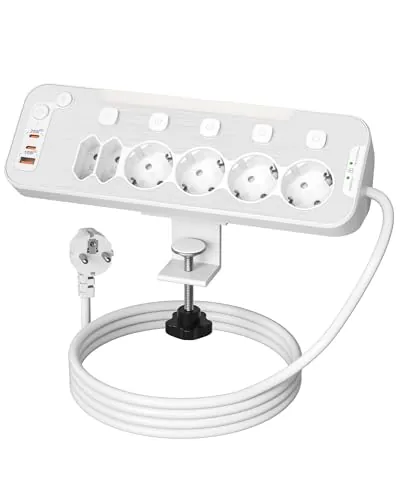 Regleta Escritorio con USB PD20W,Regletas Enchufes Proteccion Sobretension