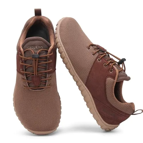 SAGUARO Mujer Barefoot Zapatillas Minimalistas Hombre Calzado Deportivos Gimnasio Zapatillas Trail Running Casual con Puntera Ancha para Walking Fitness Viajes Paseos Shopping Marrón Café, Gr.39