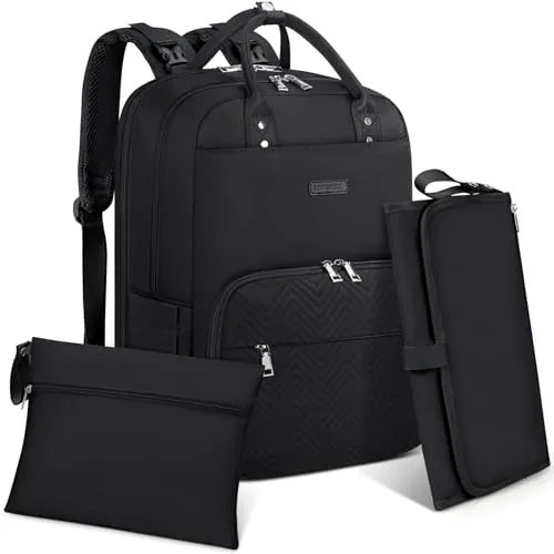 RAINSMORE Mochila Bebe Multifuncional Mochila Carro Bebe Pañaleras | con Cambiador Portátil y Correas para el Cochecito Grande Mochila Maternidad para Bebes