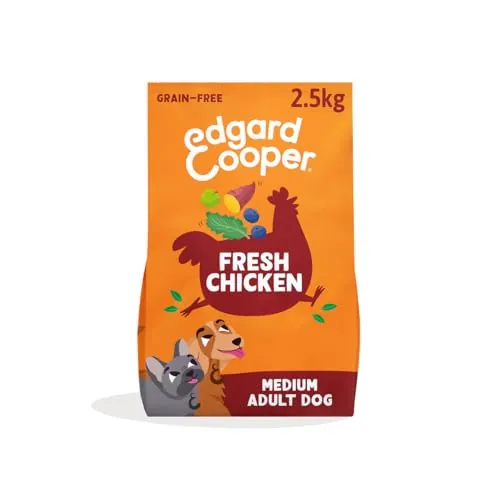 Edgard & Cooper Pienso para Perros Adultos Comida para Perros Seca Natural Sin Cereales 2.5kg Pollo Fresco, Fácil de digerir, Alimentación Sana Sabrosa y Equilibrada