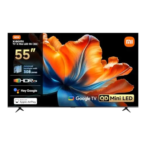 XIAOMI TV S Mini LED 55" (140 cm), QLED Mini LED Televisión, 4K UHD, Smart TV con Google TV, HDR10+, Triple Tuner, DVB T2, 60Hz con 120Hz Game Boost Mode, MEMC, Dolby Audio, Airplay 2