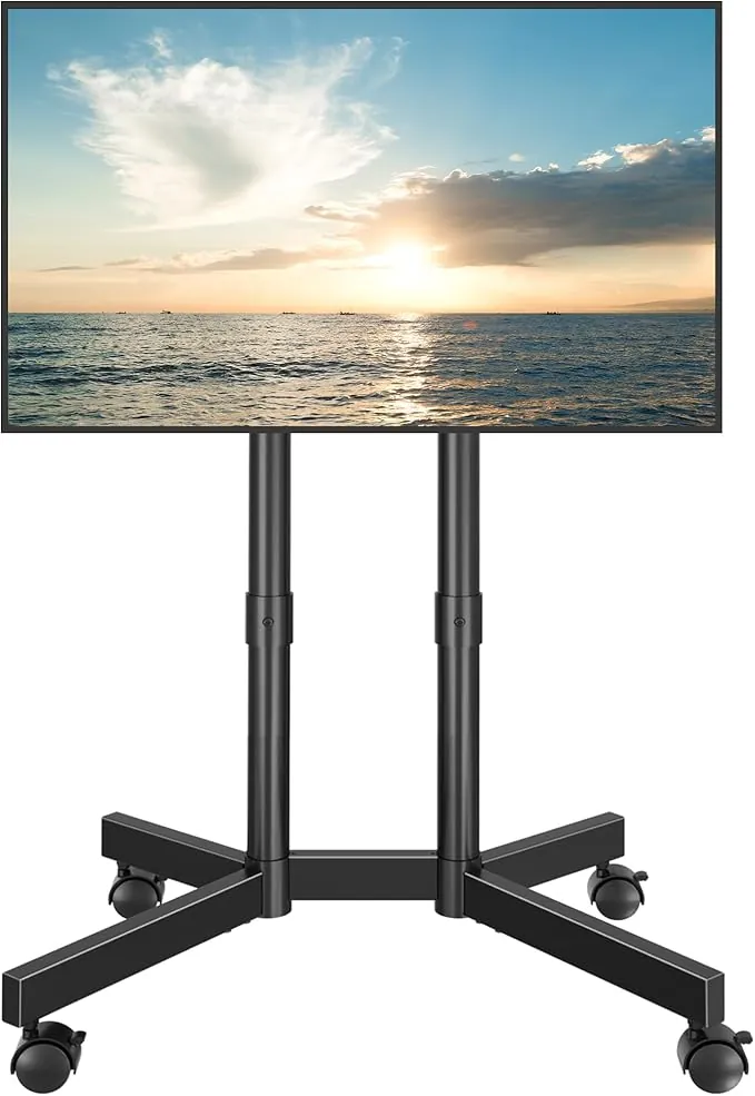 BONTEC Soporte TV Ruedas de 32 a 70 Pulgadas, Soporte de Pie para TV con Altura Ajustable, hasta 50 kg, Doble Columna Estable, Máx. VESA 400x400 mm