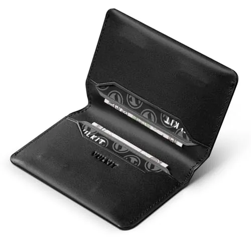 VULKIT Tarjetero Minimalista Delgado de Cuero con Bloqueo RFID y Cierre Magnético para Tarjetas de Crédito