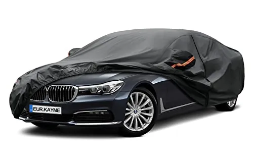 Funda Coche, Kayme Cubre Coches Exterior Impermeable Transpirable Anti-UV Antipolvo de 7 Capas, Cubierta para Coche con Cremaller, Compatible con Audi A6 A7, Serie 7, Clase S, S90 Sedán (490 a 530 cm)