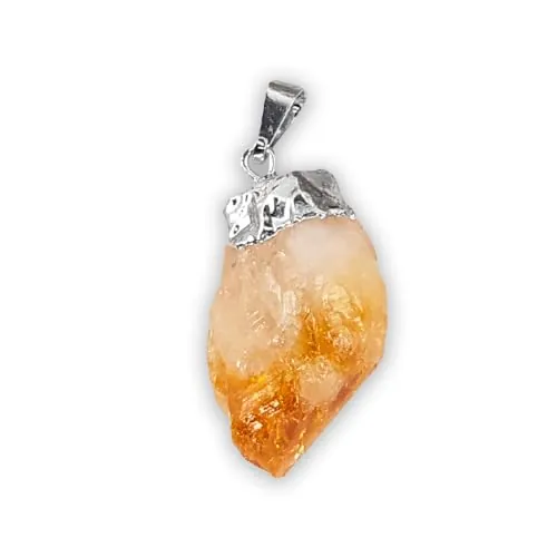 LAMARE - Colgante de Punta de Citrino en Plata con Acabado Electrolítico - Gema del Dinero y la Creatividad - Tamaño Medio de 3 cm a 4 cm – Especial para Regalo – 1 Unidad