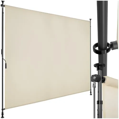 tectake® Toldo Vertical Exterior con Manivela, Estores Exteriores Jardín y Terraza Exterior, Toldos Exterior Terraza, Estructura Acero, Tela Toldo Impermeable, Toldos Jardin - 200x310 cm Beige
