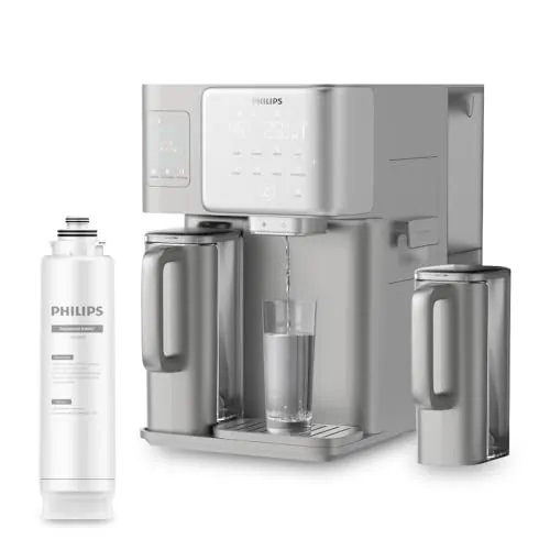 Philips Dispensador de agua por Ósmosis Inversa 9000: agua fría y caliente purificada al instante, función de hielo, minerales esenciales, filtración RO 6en1, >110 contaminantes reducidos, UV-C, 2000L
