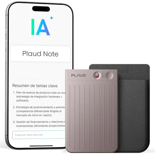 Plaud Note Grabadora de Voz IA con Funda Negra Transcribe Resume Transcripción IA, Soporta 112 Idiomas Control de Reunión con App Genial para Lección Llamada Entrevista Charlas Clases