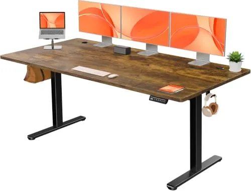 ErGear Escritorio Elevable Eléctrico, Escritorio Ajustable en Altura, Mesa Elevable con Panel Inteligente de 4 Memorias, Mesa Escritorio Oficina en Casa con Tablero Ensamblado (160 x 80 cm, Marrón)