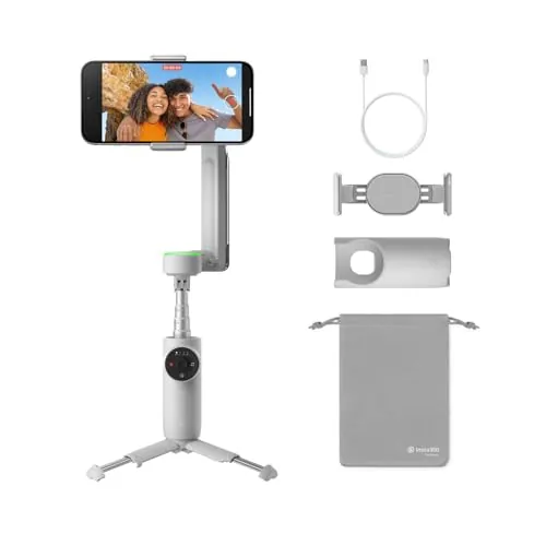Insta360 Flow Pro Paquete Estándar - Gimbal estabilizador de teléfono impulsado por IA, Seguimiento 360º Infinito, estabilización de 3 Ejes, trípode Incorporado, portátil y Plegable