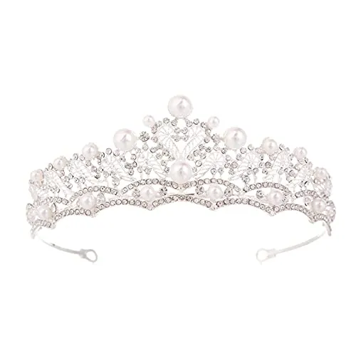 Diadeem Tiara Novia, corona de la boda tiara nupcial, corona de novia, princesa diadema, para concursos de belleza, bodas, fiestas (plata)