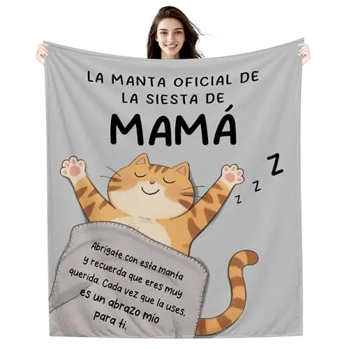 Amorea La Manta Oficial de la Siesta de mamá Manta para mamá de Parte de su Hija Hijo Cumpleaños Día de la Madre Mejor Madre Recordatorio
