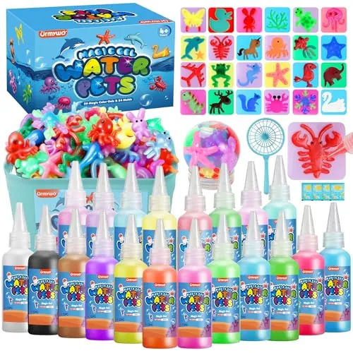URMYWO Aqua Gelz, 3D Magic Water Elf Kit con 20 Geles y 24 Moldes para Manualidades Niños Creativas, Juguetes DIY, Juegos Educativos y Regalo Original para Niños y Niñas a Partir de 3 Años