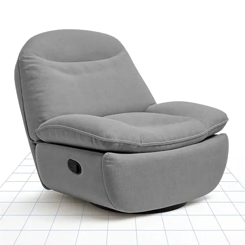 FLEXISPOT XC6 Sillón Relax, Sófa Giratorio con Función Balancín, Sillon TV con Respaldo Ajustable, Silla Reclinable para Dormitorio, Salón y Cine en Casa (Gris Claro)