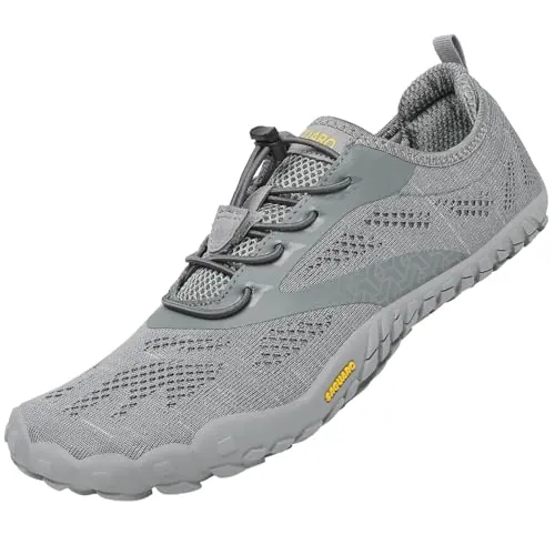SAGUARO Zapatos Barefoot Hombre Zapatillas Minimalistas Mujer Calzado Trail Running Tejer Gris 44