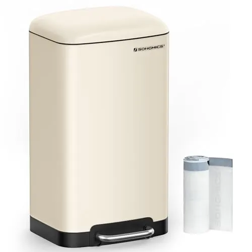 SONGMICS Cubo de Basura para la Cocina, 30 L, Pedal de Acero