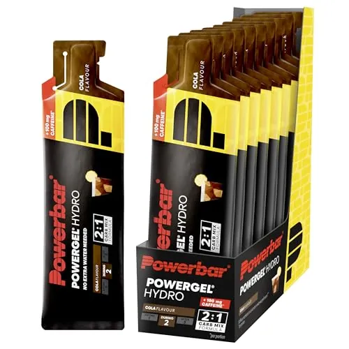Powerbar - PowerGel Hydro - Cola - 9x67ml - Gel energético alto en carbohidratos - Sodio - 100mg de cafeína