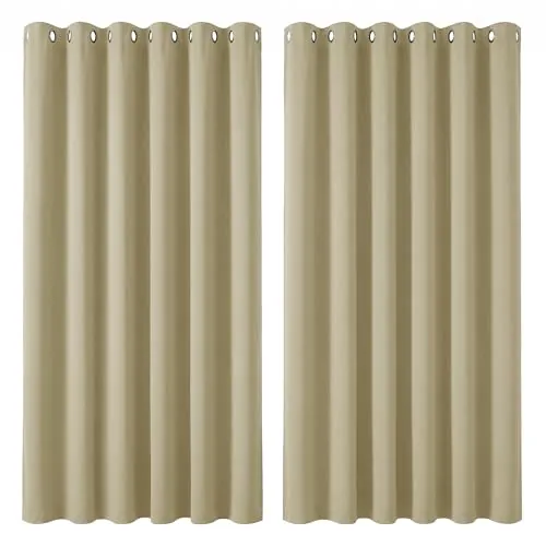 Deconovo Cortinas Opacas para Interiores, 2 Piezas, 229 cm de Alto, Cortinas Opacas Modernas con ollados, 229 x 229 cm (Ancho x Alto), Beige Oscuro