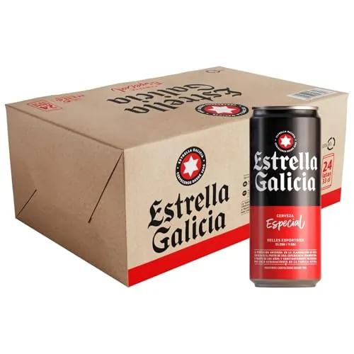 Estrella Galicia Especial - Cerveza Lager Premium, Pack de 24 Latas x 33 cl, Sabor Ligero y Equilibrado, Galardonada Internacionalmente, 5,5% Volumen de Alcohol