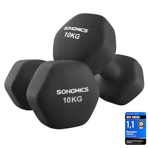 SONGMICS Juego de 2 Mancuernas Hexagonales, 2 x 10 kg