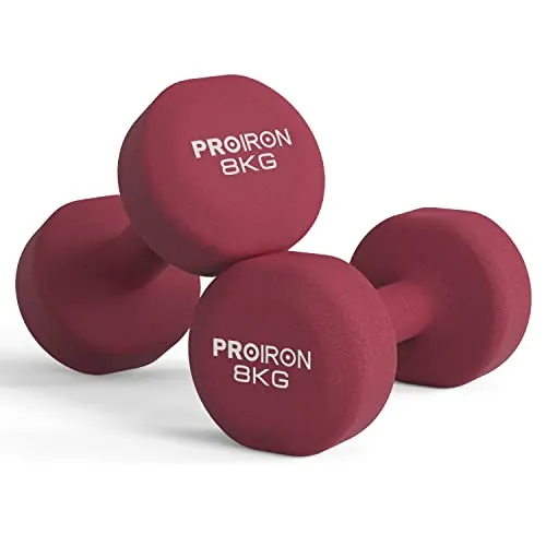 PROIRON Mancuernas de Neopreno -Mancuernas con Revestimiento de Neopreno 2 x 8 kg