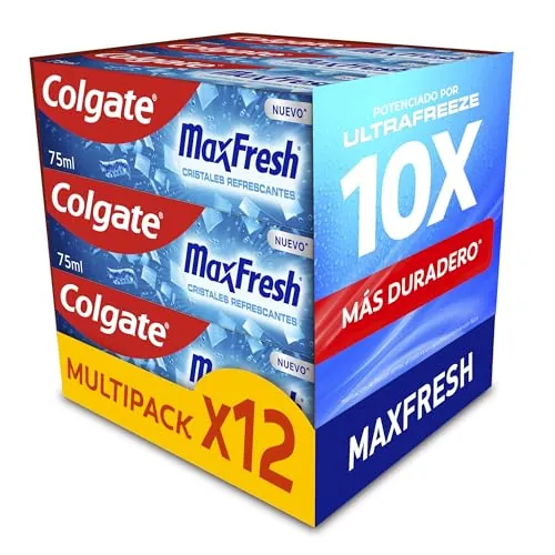 Colgate Max Fresh Cristales Refrescantes, Pasta de Dientes Menta, 12x75ml