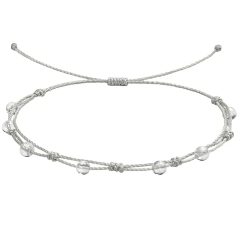 cotigo Pulsera de Cuarzo Blanco Mujer Ajustable – Hilo Encerado Hecho a Mano, Pulsera Energética de Piedra Natural, Regalo con Significado para Ella (Cuarzo Blanco 1)