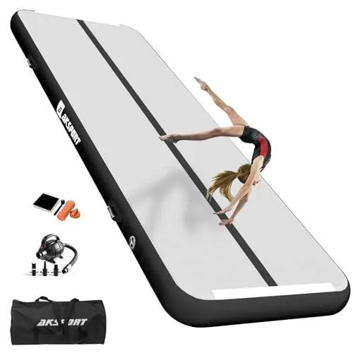 AKSPORT Esterilla hinchable de aire para tumbling, 3/4/5/6 m, esterilla de gimnasia de aire, 10/20 cm de alto, con bomba de aire para el hogar, el balanceo, el gimnasio, la formación, las animadoras