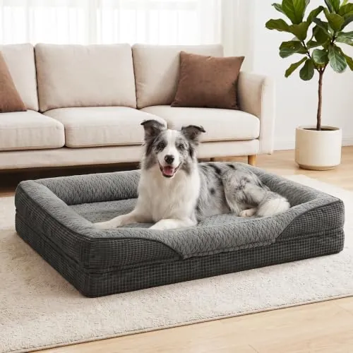 FURTIME Cama Perro Grande, Cama Ortopédica para Perros, 89x64x18cm