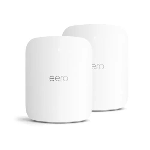 Router wifi de malla eero Max 7 de Amazon: con Ethernet de 10 Gb/s, 460 m2 de cobertura y capacidad para conectar más de 500 dispositivos, ideal para videojuegos (pack de 2, última generación)