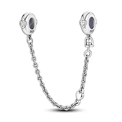 CYMYSS 925 de Plata de Ley de Cadena de seguridad Bead Charms para Mujer Goma del espaciadores tapón Abalorios Charm Stopper Clip Abalorio Charms Pendant para Pulsera Collar