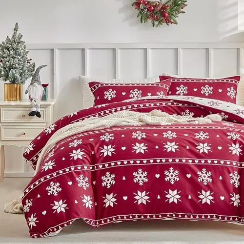 Tokokimo Navidad Funda Nordica Cama 135/150, Funda Nordica 220x240cm, Rojos