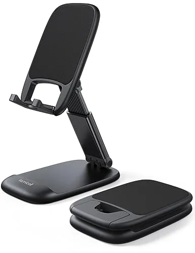 Lamicall Soporte Móvil Mesa, Soporte Teléfono Escritorio Plegable | Base Móvil Ajustable, Alta Estabilidad, Fácil de Transportar, Soporte para iPhone 18 Pro Max 18 Duo 17 16 y Otro Smartphone